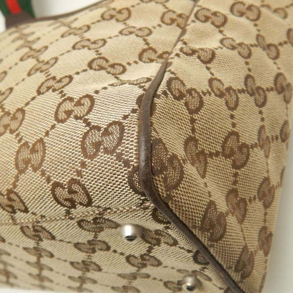 GUCCI Sherry Line 105810 Handbag GG Canvas x Leather Beige Women's 253780 - Picture 16 of 16